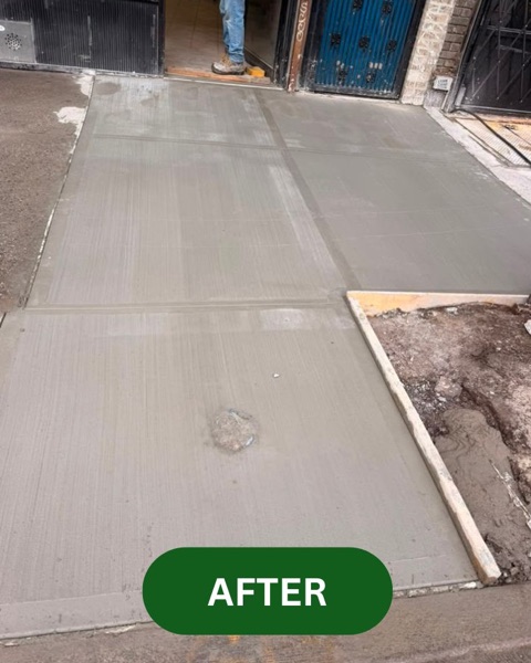 New concrete sidewalk flags outside 669 Flatbush Ave in Prospect Lefferts Gardens after repair